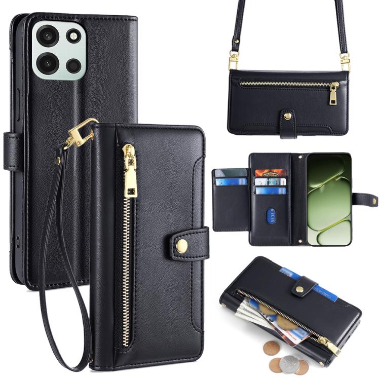 Sheep Texture Cross-body Zipper Wallet Leather Phone Case, For OnePlus 15T 5G, For OnePlus Turbo 6 / 6V, For OnePlus Ace 6, For OnePlus 15 5G