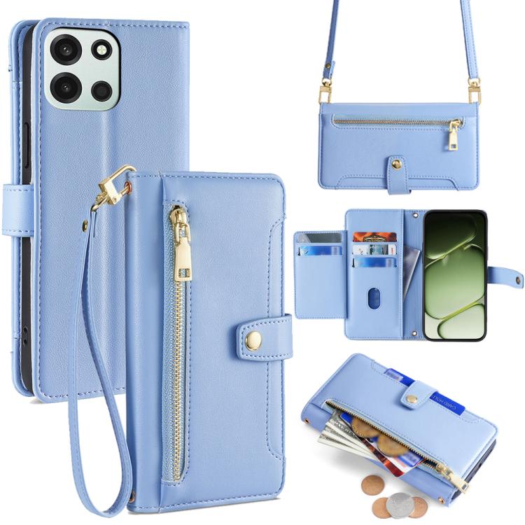 Sheep Texture Cross-body Zipper Wallet Leather Phone Case, For OnePlus 15T 5G, For OnePlus Turbo 6 / 6V, For OnePlus Ace 6, For OnePlus 15 5G