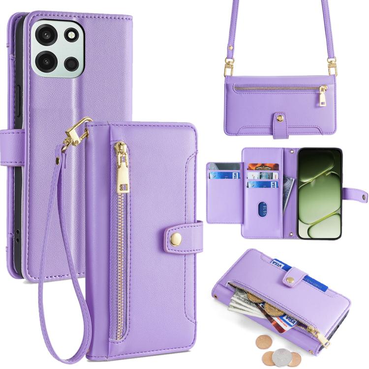 Sheep Texture Cross-body Zipper Wallet Leather Phone Case, For OnePlus 15T 5G, For OnePlus Turbo 6 / 6V, For OnePlus Ace 6, For OnePlus 15 5G
