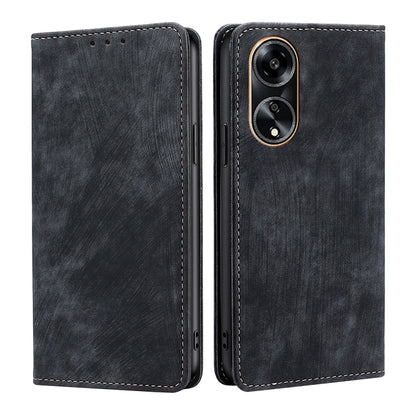 RFID Anti-theft Brush Magnetic Leather Phone Case, For OPPO Reno10 Pro+ 5G, For OPPO A1 5G, For OPPO A79 5G