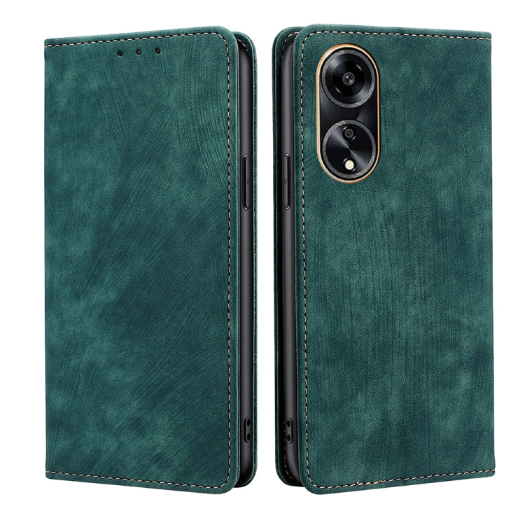 RFID Anti-theft Brush Magnetic Leather Phone Case, For OPPO Reno10 Pro+ 5G, For OPPO A1 5G, For OPPO A79 5G