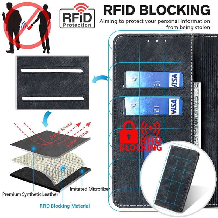 RFID Anti-theft Brush Magnetic Leather Phone Case, For OPPO Reno10 Pro+ 5G, For OPPO A1 5G, For OPPO A79 5G