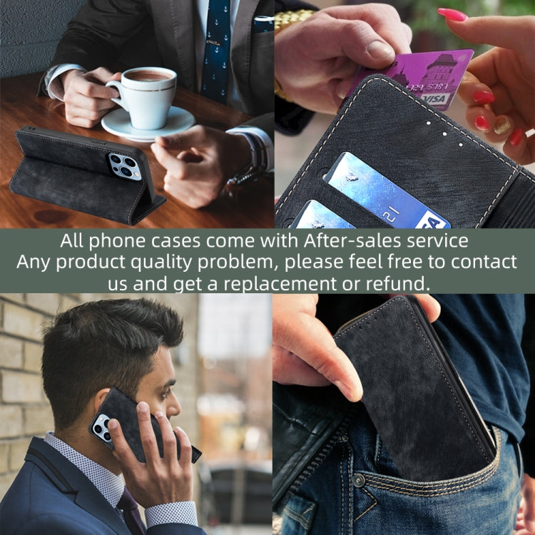 RFID Anti-theft Brush Magnetic Leather Phone Case, For OPPO Reno10 Pro+ 5G, For OPPO A1 5G, For OPPO A79 5G