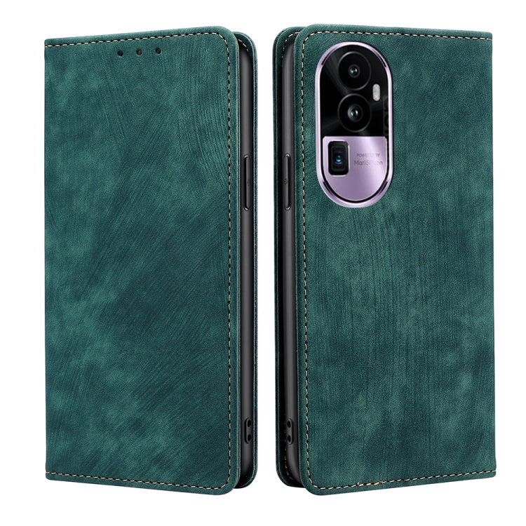 RFID Anti-theft Brush Magnetic Leather Phone Case, For OPPO Reno10 Pro+ 5G, For OPPO A1 5G, For OPPO A79 5G