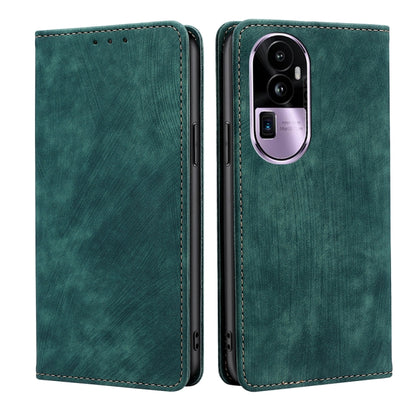 RFID Anti-theft Brush Magnetic Leather Phone Case, For OPPO Reno10 Pro+ 5G, For OPPO A1 5G, For OPPO A79 5G