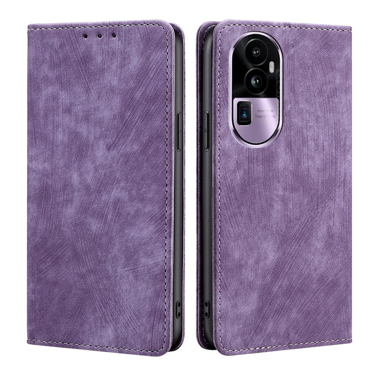 RFID Anti-theft Brush Magnetic Leather Phone Case, For OPPO Reno10 Pro+ 5G, For OPPO A1 5G, For OPPO A79 5G