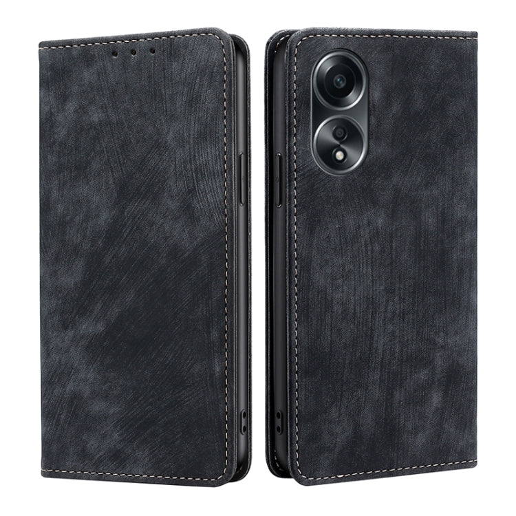 RFID Anti-theft Brush Magnetic Leather Phone Case, For OPPO A2 Pro 5G, For OPPO A58 4G, For OPPO Reno10 5G / Reno10 Pro 5G Global, For OPPO A78 4G