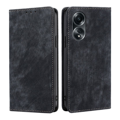 RFID Anti-theft Brush Magnetic Leather Phone Case, For OPPO A2 Pro 5G, For OPPO A58 4G, For OPPO Reno10 5G / Reno10 Pro 5G Global, For OPPO A78 4G