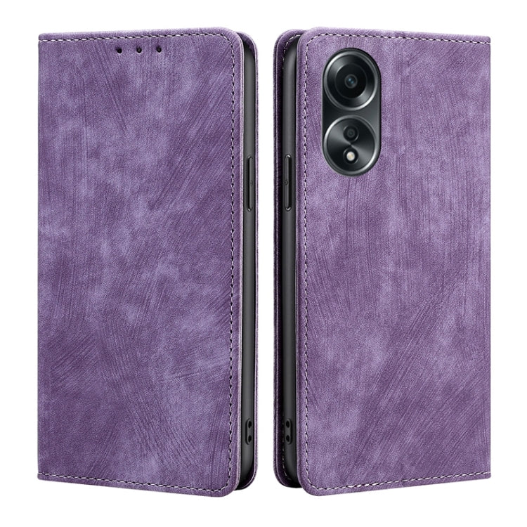 RFID Anti-theft Brush Magnetic Leather Phone Case, For OPPO A2 Pro 5G, For OPPO A58 4G, For OPPO Reno10 5G / Reno10 Pro 5G Global, For OPPO A78 4G