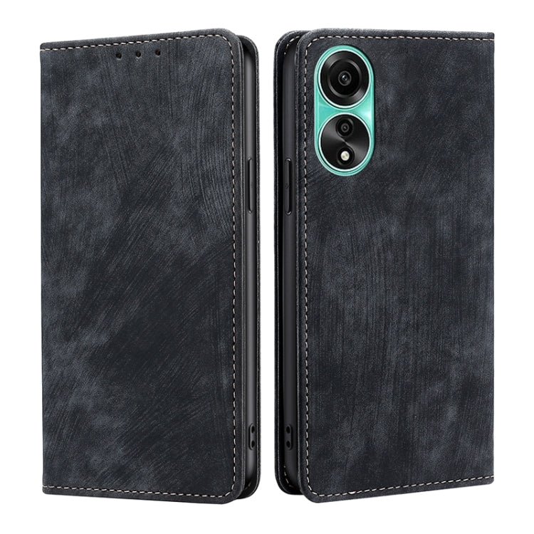 RFID Anti-theft Brush Magnetic Leather Phone Case, For OPPO A2 Pro 5G, For OPPO A58 4G, For OPPO Reno10 5G / Reno10 Pro 5G Global, For OPPO A78 4G