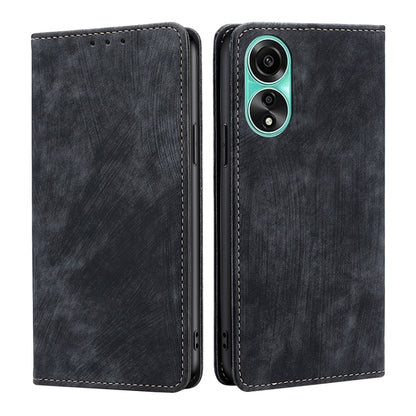 RFID Anti-theft Brush Magnetic Leather Phone Case, For OPPO A2 Pro 5G, For OPPO A58 4G, For OPPO Reno10 5G / Reno10 Pro 5G Global, For OPPO A78 4G