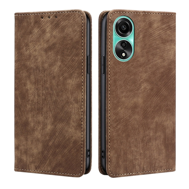 RFID Anti-theft Brush Magnetic Leather Phone Case, For OPPO A2 Pro 5G, For OPPO A58 4G, For OPPO Reno10 5G / Reno10 Pro 5G Global, For OPPO A78 4G