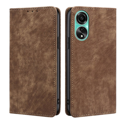 RFID Anti-theft Brush Magnetic Leather Phone Case, For OPPO A2 Pro 5G, For OPPO A58 4G, For OPPO Reno10 5G / Reno10 Pro 5G Global, For OPPO A78 4G