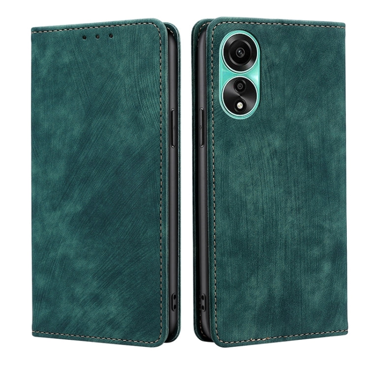 RFID Anti-theft Brush Magnetic Leather Phone Case, For OPPO A2 Pro 5G, For OPPO A58 4G, For OPPO Reno10 5G / Reno10 Pro 5G Global, For OPPO A78 4G