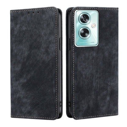 RFID Anti-theft Brush Magnetic Leather Phone Case, For OPPO Reno10 Pro+ 5G, For OPPO A1 5G, For OPPO A79 5G