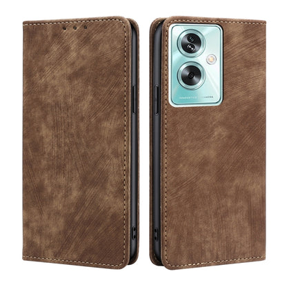 RFID Anti-theft Brush Magnetic Leather Phone Case, For OPPO Reno10 Pro+ 5G, For OPPO A1 5G, For OPPO A79 5G