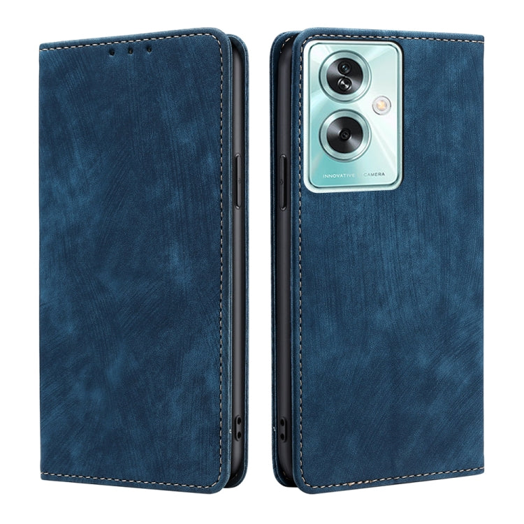 RFID Anti-theft Brush Magnetic Leather Phone Case, For OPPO Reno10 Pro+ 5G, For OPPO A1 5G, For OPPO A79 5G
