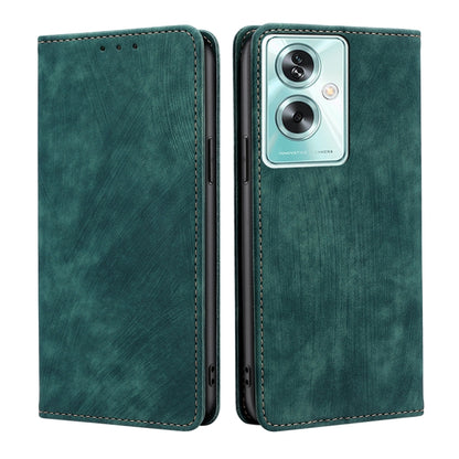 RFID Anti-theft Brush Magnetic Leather Phone Case, For OPPO Reno10 Pro+ 5G, For OPPO A1 5G, For OPPO A79 5G