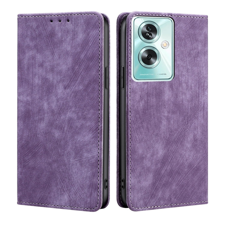 RFID Anti-theft Brush Magnetic Leather Phone Case, For OPPO Reno10 Pro+ 5G, For OPPO A1 5G, For OPPO A79 5G