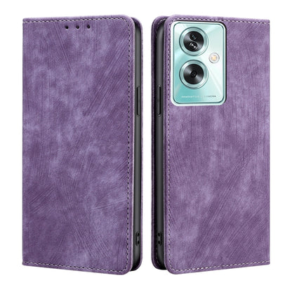 RFID Anti-theft Brush Magnetic Leather Phone Case, For OPPO Reno10 Pro+ 5G, For OPPO A1 5G, For OPPO A79 5G