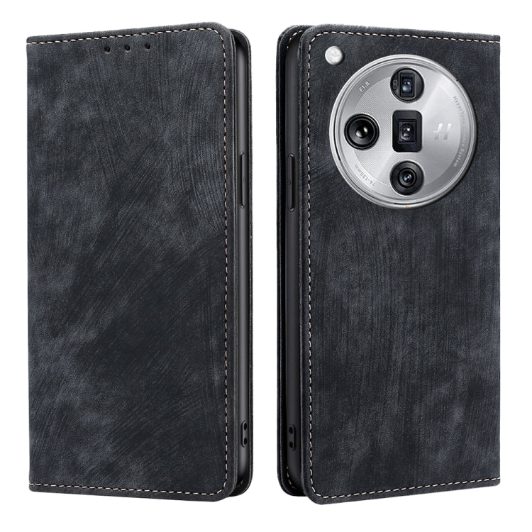 RFID Anti-theft Brush Magnetic Leather Phone Case, For OPPO Reno11 F 5G, For OPPO Find X7 5G, For OPPO Find X7 Ultra 5G, For OPPO A38 4G / A18 4G