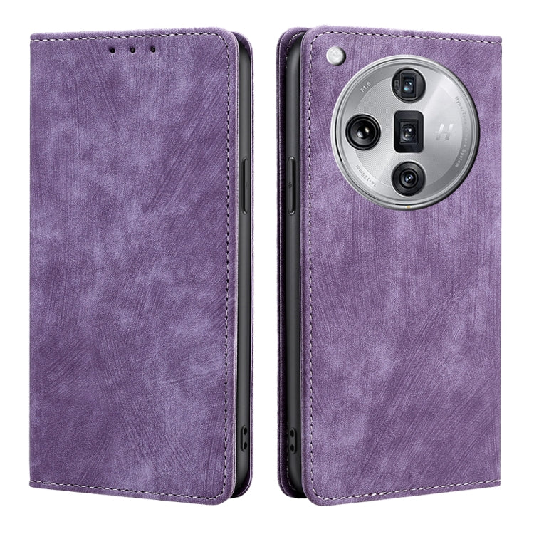 RFID Anti-theft Brush Magnetic Leather Phone Case, For OPPO Reno11 F 5G, For OPPO Find X7 5G, For OPPO Find X7 Ultra 5G, For OPPO A38 4G / A18 4G