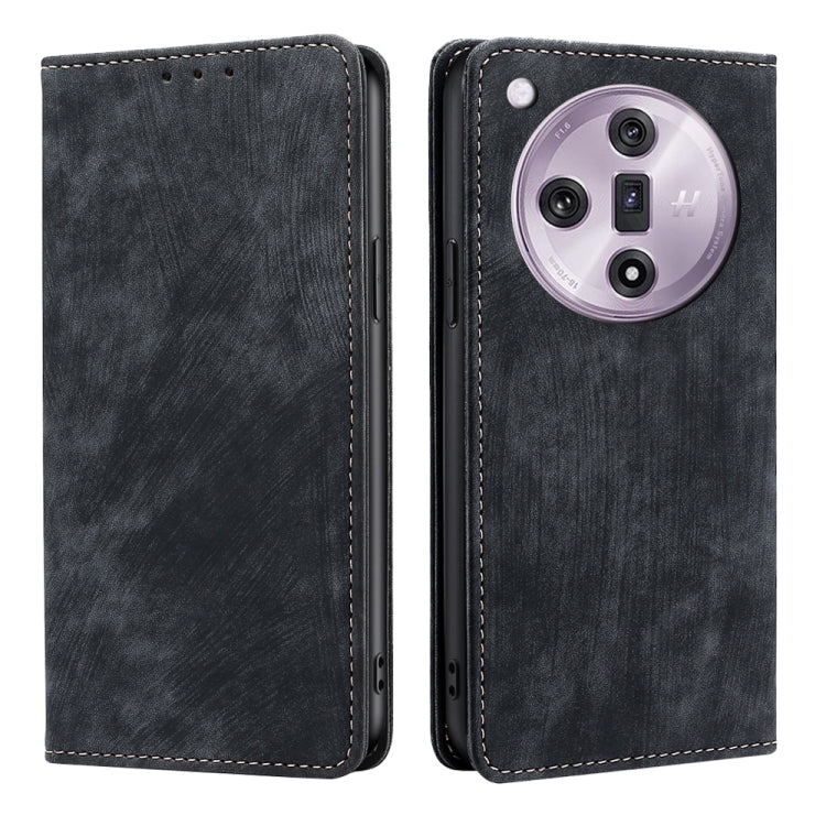 RFID Anti-theft Brush Magnetic Leather Phone Case, For OPPO Reno11 F 5G, For OPPO Find X7 5G, For OPPO Find X7 Ultra 5G, For OPPO A38 4G / A18 4G