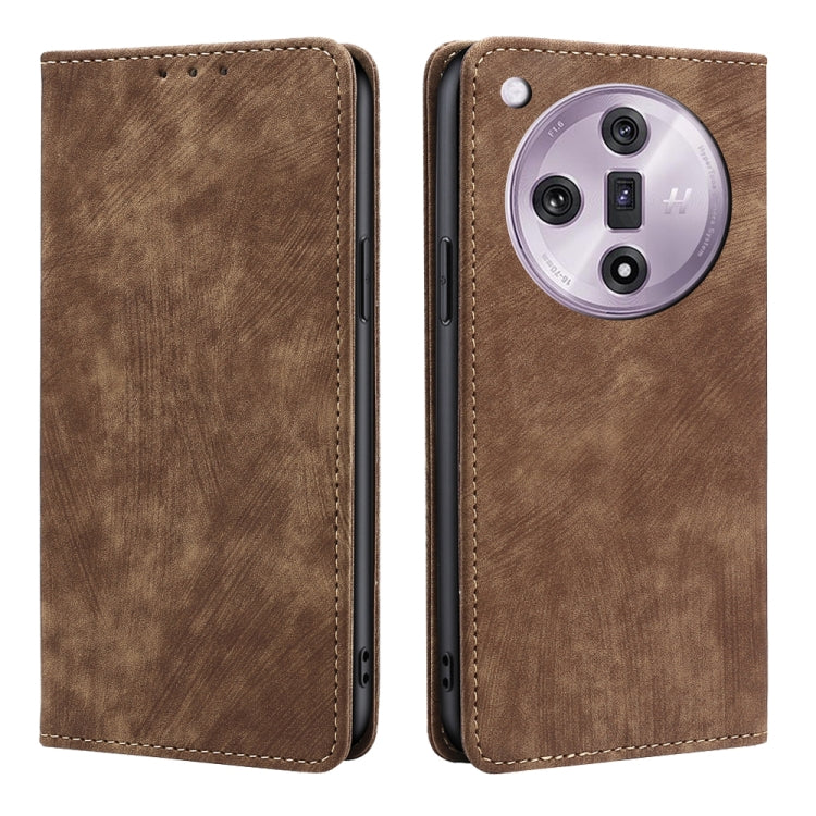 RFID Anti-theft Brush Magnetic Leather Phone Case, For OPPO Reno11 F 5G, For OPPO Find X7 5G, For OPPO Find X7 Ultra 5G, For OPPO A38 4G / A18 4G