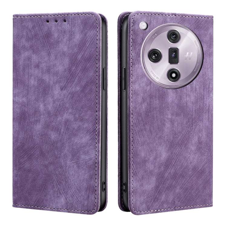 RFID Anti-theft Brush Magnetic Leather Phone Case, For OPPO Reno11 F 5G, For OPPO Find X7 5G, For OPPO Find X7 Ultra 5G, For OPPO A38 4G / A18 4G