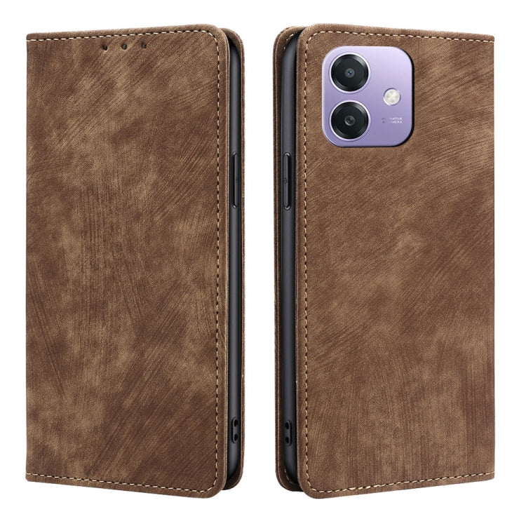 RFID Anti-theft Brush Magnetic Leather Phone Case, For OPPO F29 5G Global, For OPPO A5 Pro 5G Global, For OPPO Reno13 F 5G / 4G, For OPPO A3 5G India
