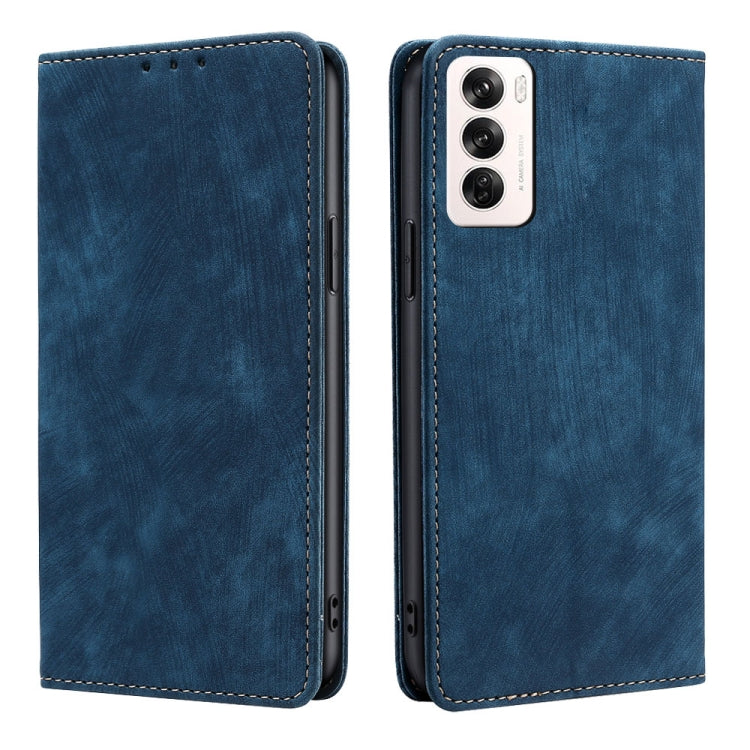 RFID Anti-theft Brush Magnetic Leather Phone Case, For OPPO Reno12 F 5G, For OPPO A3 Pro 5G India, For OPPO Reno12 5G Global, For OPPO A60 4G Global