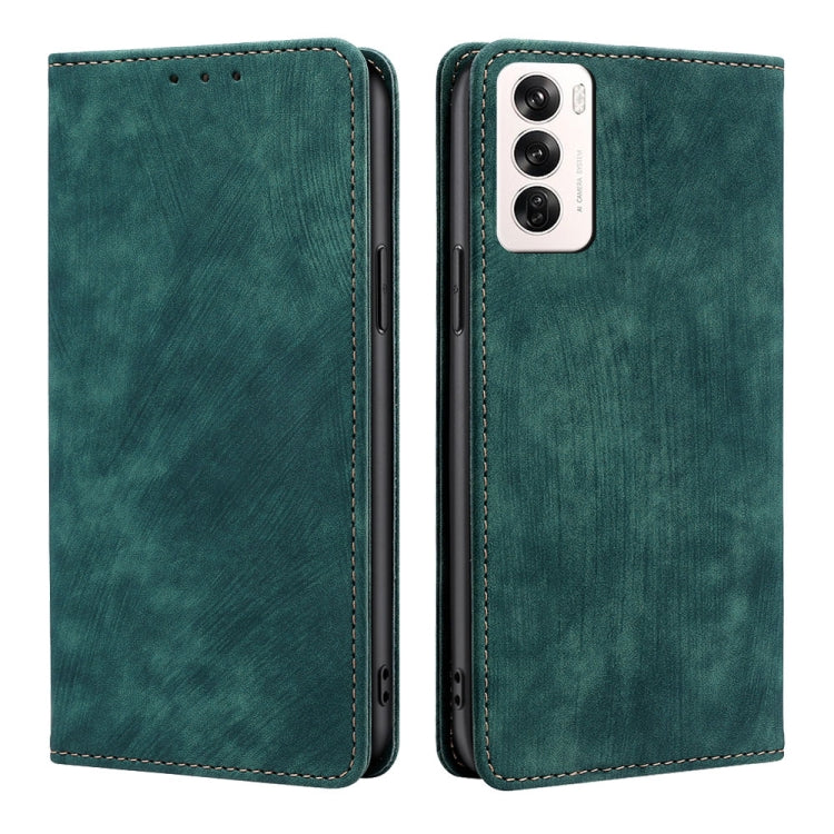 RFID Anti-theft Brush Magnetic Leather Phone Case, For OPPO Reno12 F 5G, For OPPO A3 Pro 5G India, For OPPO Reno12 5G Global, For OPPO A60 4G Global