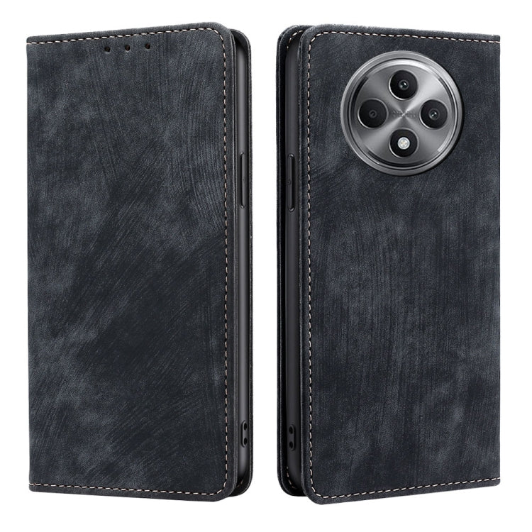 RFID Anti-theft Brush Magnetic Leather Phone Case, For OPPO Reno12 F 5G, For OPPO A3 Pro 5G India, For OPPO Reno12 5G Global, For OPPO A60 4G Global