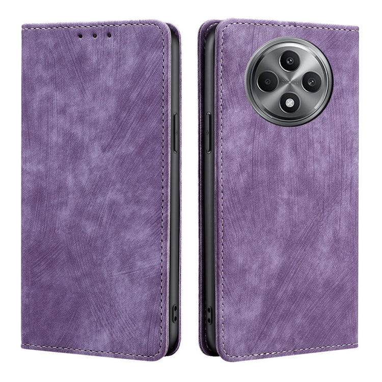 RFID Anti-theft Brush Magnetic Leather Phone Case, For OPPO Reno12 F 5G, For OPPO A3 Pro 5G India, For OPPO Reno12 5G Global, For OPPO A60 4G Global