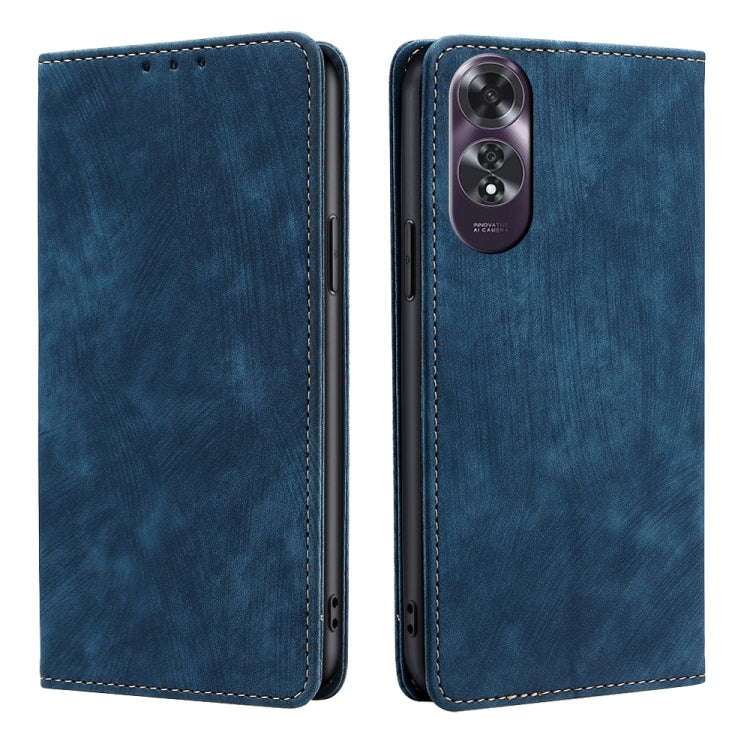 RFID Anti-theft Brush Magnetic Leather Phone Case, For OPPO Reno12 F 5G, For OPPO A3 Pro 5G India, For OPPO Reno12 5G Global, For OPPO A60 4G Global
