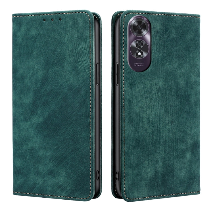 RFID Anti-theft Brush Magnetic Leather Phone Case, For OPPO Reno12 F 5G, For OPPO A3 Pro 5G India, For OPPO Reno12 5G Global, For OPPO A60 4G Global
