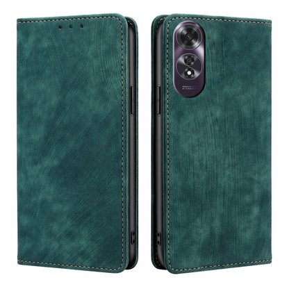 RFID Anti-theft Brush Magnetic Leather Phone Case, For OPPO Reno12 F 5G, For OPPO A3 Pro 5G India, For OPPO Reno12 5G Global, For OPPO A60 4G Global