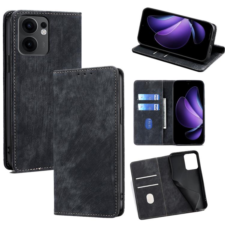 RFID Anti-theft Brush Magnetic Leather Phone Case, For OPPO F29 5G Global, For OPPO A5 Pro 5G Global, For OPPO Reno13 F 5G / 4G, For OPPO A3 5G India