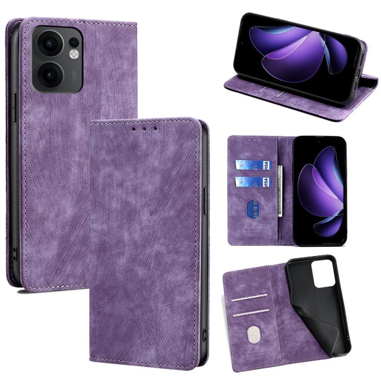 RFID Anti-theft Brush Magnetic Leather Phone Case, For OPPO F29 5G Global, For OPPO A5 Pro 5G Global, For OPPO Reno13 F 5G / 4G, For OPPO A3 5G India