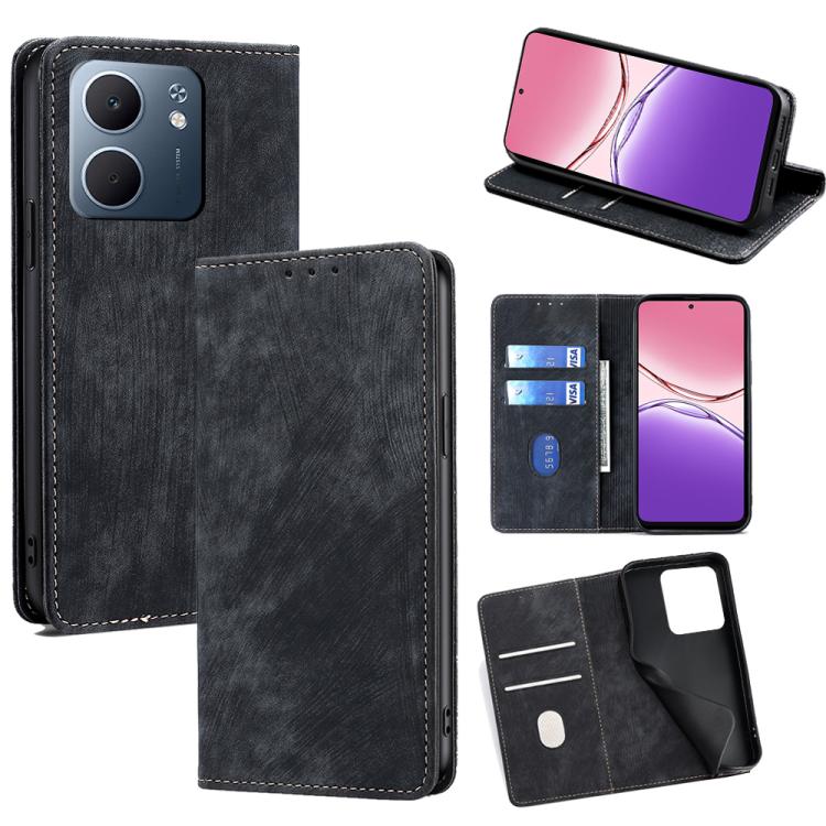 RFID Anti-theft Brush Magnetic Leather Phone Case, For OPPO Find X9 Pro 5G, For OPPO K13 Turbo Pro 5G, For OPPO Reno14 F 5G, For OPPO A5x 5G Global