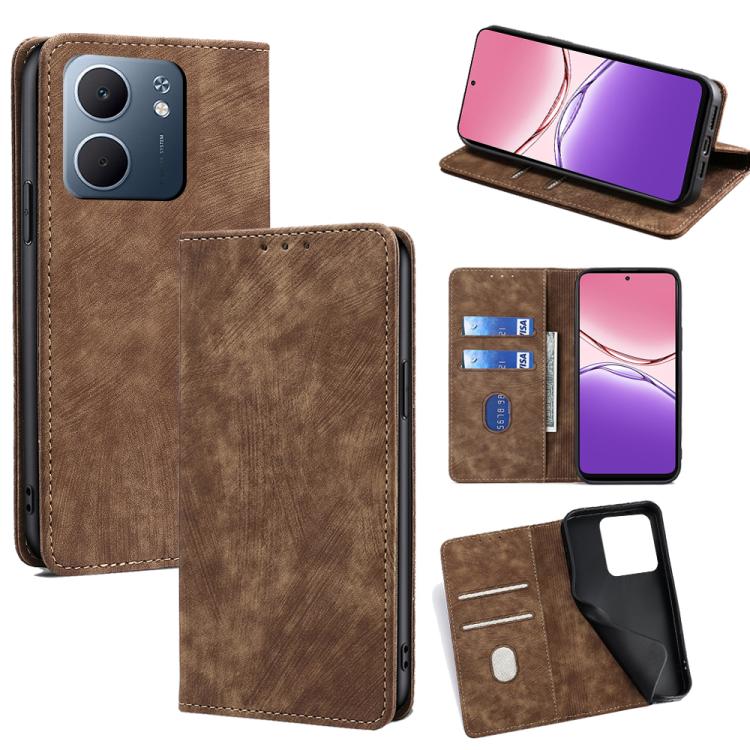 RFID Anti-theft Brush Magnetic Leather Phone Case, For OPPO Find X9 Pro 5G, For OPPO K13 Turbo Pro 5G, For OPPO Reno14 F 5G, For OPPO A5x 5G Global
