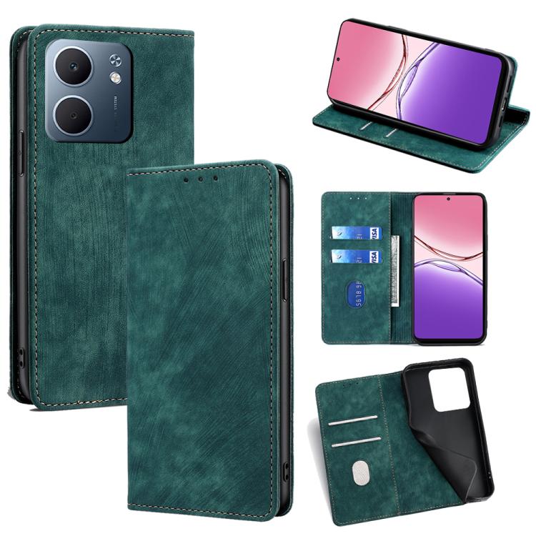 RFID Anti-theft Brush Magnetic Leather Phone Case, For OPPO Find X9 Pro 5G, For OPPO K13 Turbo Pro 5G, For OPPO Reno14 F 5G, For OPPO A5x 5G Global