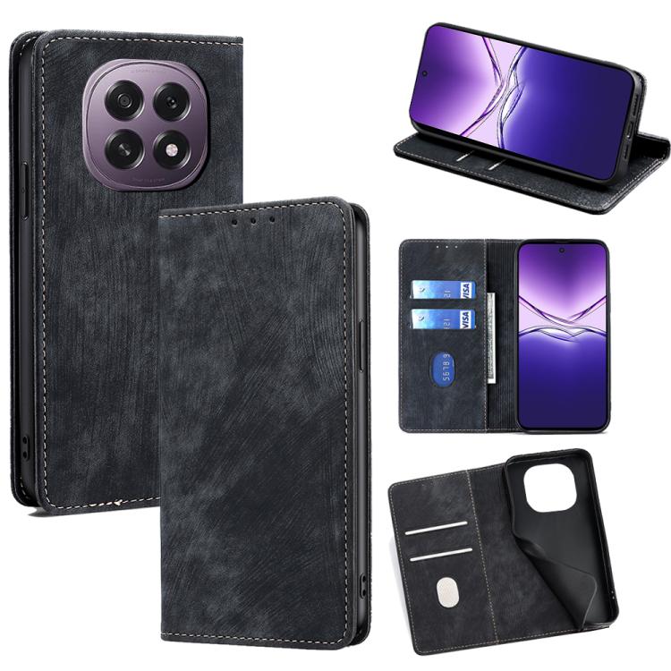 RFID Anti-theft Brush Magnetic Leather Phone Case, For OPPO F29 5G Global, For OPPO A5 Pro 5G Global, For OPPO Reno13 F 5G / 4G, For OPPO A3 5G India