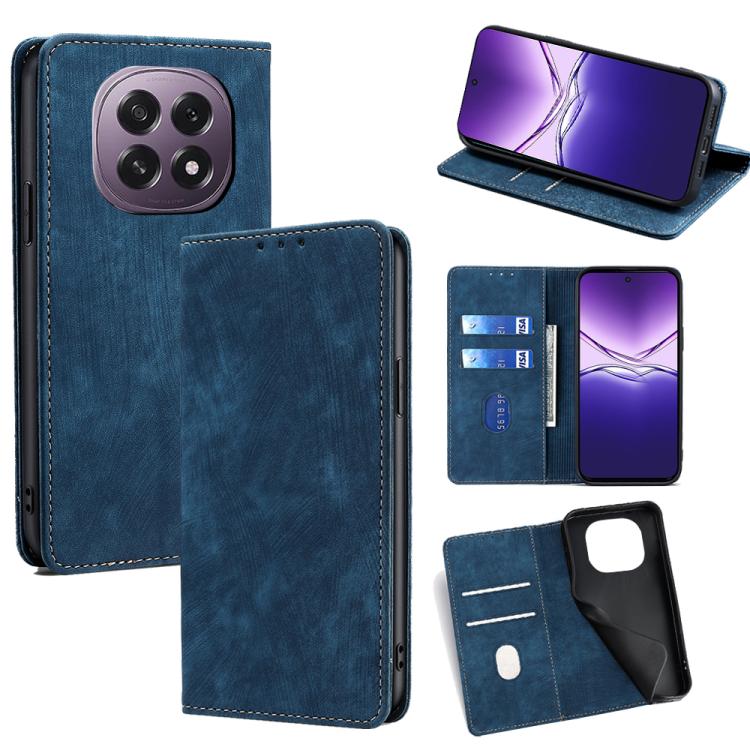 RFID Anti-theft Brush Magnetic Leather Phone Case, For OPPO F29 5G Global, For OPPO A5 Pro 5G Global, For OPPO Reno13 F 5G / 4G, For OPPO A3 5G India