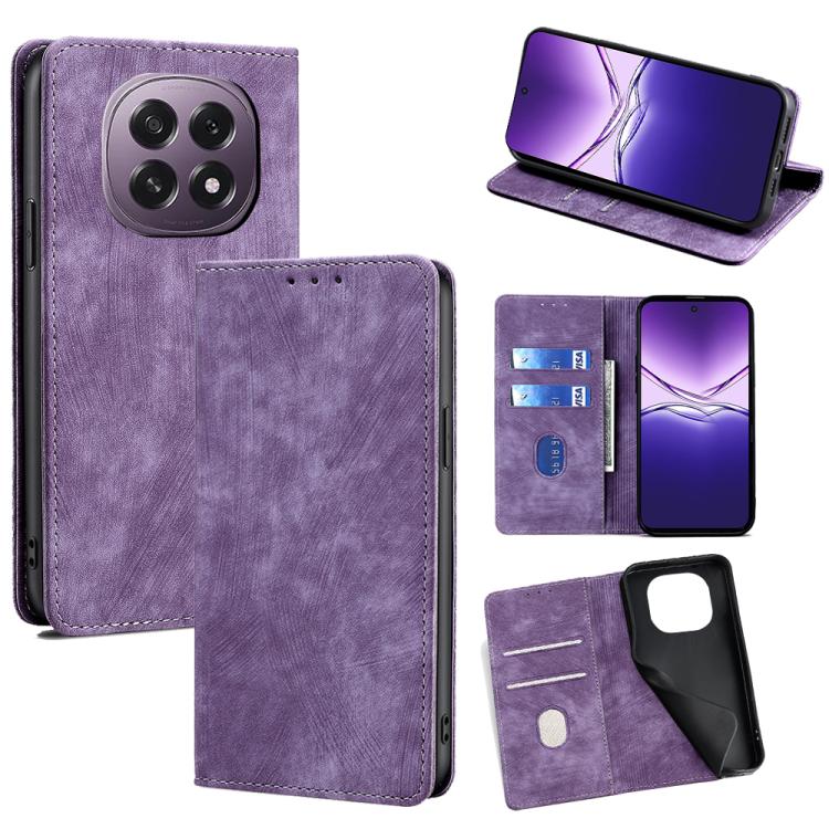 RFID Anti-theft Brush Magnetic Leather Phone Case, For OPPO F29 5G Global, For OPPO A5 Pro 5G Global, For OPPO Reno13 F 5G / 4G, For OPPO A3 5G India