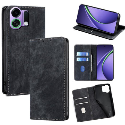RFID Anti-theft Brush Magnetic Leather Phone Case, For OPPO Find X9 Pro 5G, For OPPO K13 Turbo Pro 5G, For OPPO Reno14 F 5G, For OPPO A5x 5G Global