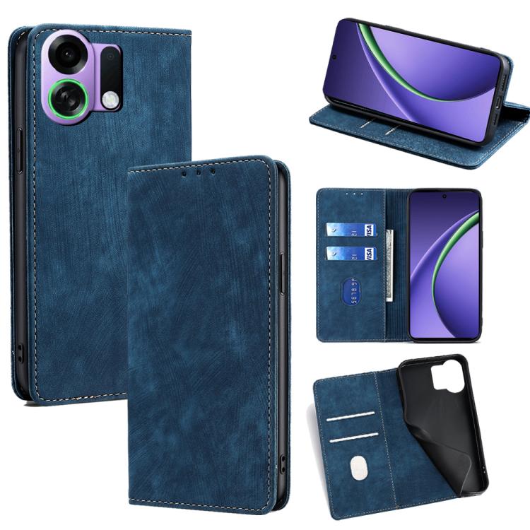 RFID Anti-theft Brush Magnetic Leather Phone Case, For OPPO Find X9 Pro 5G, For OPPO K13 Turbo Pro 5G, For OPPO Reno14 F 5G, For OPPO A5x 5G Global