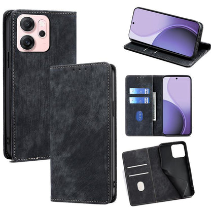 RFID Anti-theft Brush Magnetic Leather Phone Case, For OPPO Find X9 Pro 5G, For OPPO K13 Turbo Pro 5G, For OPPO Reno14 F 5G, For OPPO A5x 5G Global