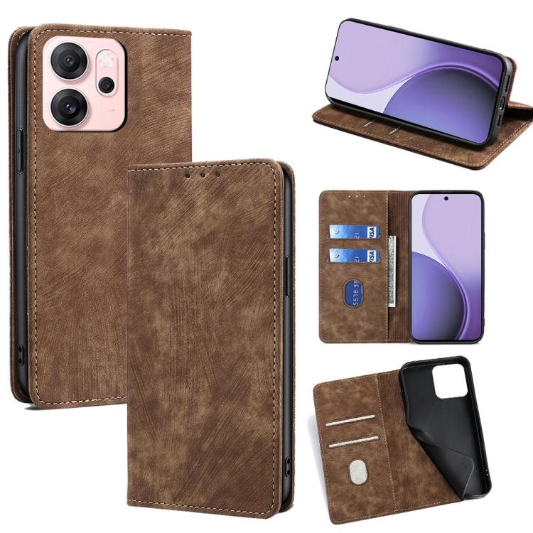 RFID Anti-theft Brush Magnetic Leather Phone Case, For OPPO Find X9 Pro 5G, For OPPO K13 Turbo Pro 5G, For OPPO Reno14 F 5G, For OPPO A5x 5G Global