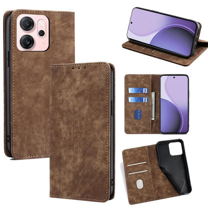 RFID Anti-theft Brush Magnetic Leather Phone Case, For OPPO Find X9 Pro 5G, For OPPO K13 Turbo Pro 5G, For OPPO Reno14 F 5G, For OPPO A5x 5G Global